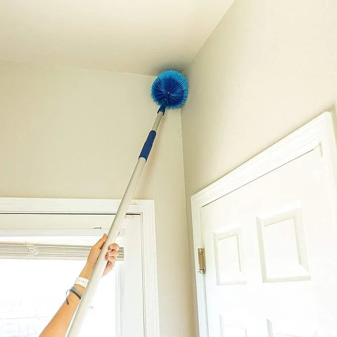 Ceiling Fan Duster Cobweb Duster, Extendable Reach 20 feet, | 3-Stage Aluminum Telescoping Pole | Extends for High Ceiling Duster | Long Handle Plus 2 Duster Heads - NeatNest