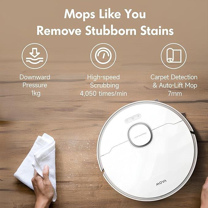 Mova S20 Ultra Robot Vacuum and Mop Combo with Dual Roller Brush, 8300Pa Suction, 140℉ Hot Water Mop Self-Washing & Drying, Mop Auto-Lift for Carpet, Self-Empty, Self-Refilling, Voice & App Control - NeatNest