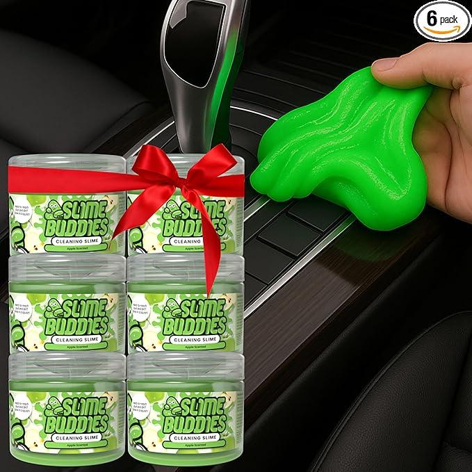 Slime Buddies Car Cleaning Gel Putty - 6 Pack Apple Scented Interior Detailing Tool for Cup Holder, Air Vent & Keyboard - Reusable Auto Detailing Accessories - Dust Remover Goop - Gifts for Men Women - NeatNest
