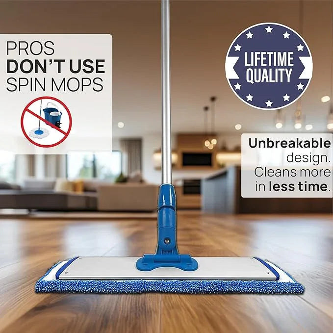 Microfiber Wholesale 24" Microfiber Mop System - Clean & Dust Hardwood, Laminate, & Tile Floors, Reusable Mop Heads, Adjustable Handle, Washable Micro Fiber Wet & Dry Pads, Industrial & Commercial - NeatNest