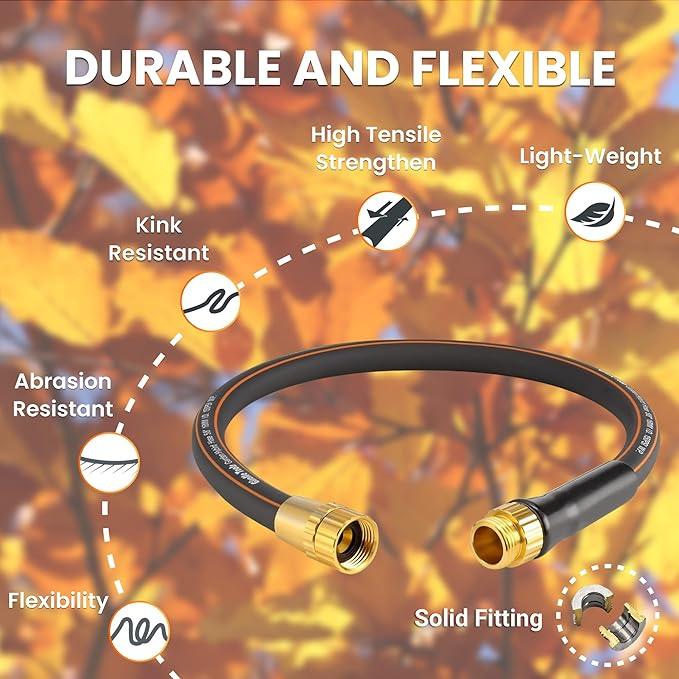 Giraffe Tools Leader Hose 5/8 inch x 2.5ft for Garden, Heavy Duty Water Hose, Flexible & Lightweight Short Hybrid Hose with Bend Protection, Male to Female Fittings - NeatNest