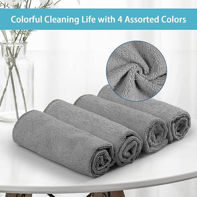HOMEXCEL Grey Microfiber Cleaning Cloth,150 Pack Cleaning Rags, Cleaning Towels,11.5"X11.5" Shop Towels - NeatNest