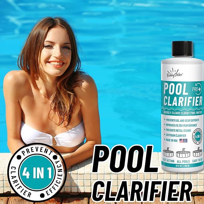 Pool Clarifier - Natural Chitosan Clarifier, Swimming Pool Cleaner Liquid, Cloudy Pool Water Treatment, Pool Chemicals for Inground Pools & Above Ground Pools, 32oz - NeatNest