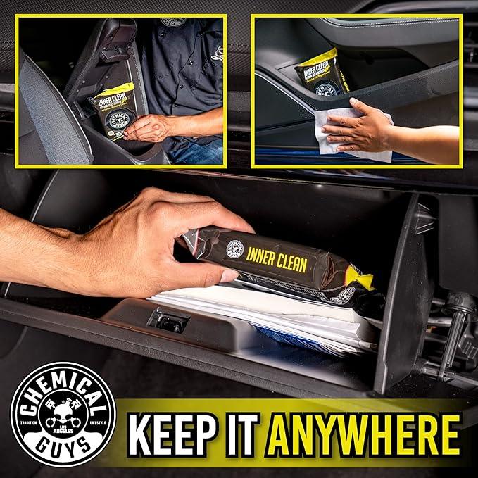 Chemical Guys InnerClean Interior Quick Detailer & Protectant Wipes – 50 Pack Multi Surface Interior Cleaner Wipes for Dashboards, Doors and Seats – Safe for Cars, Trucks, SUVs, RVs and Home Use - NeatNest