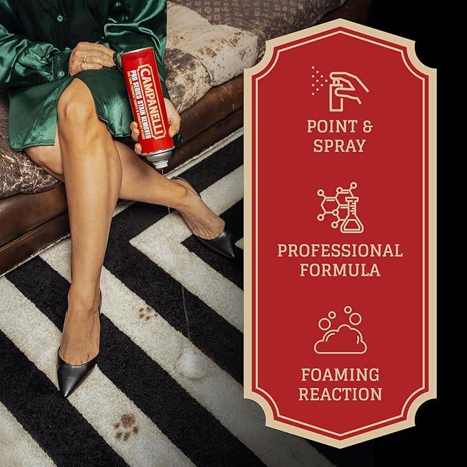 CAMPANELLI Pro Series Stain Remover Spray | Precision Point & Spray Carpet Cleaner for Pet Stains and Odors - Spot Remover for Carpets, Fabrics, Upholstery & Household Spills | 18oz Aerosol - NeatNest