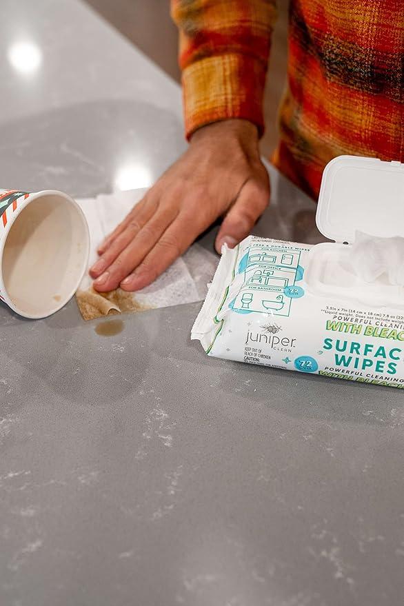 1 Pack Surface Wipes with Bleach, All-Purpose Cleaner for Bathroom, Kitchen, Office, 72 Count Soft Flow, Fresh Scent, Lint Free & Durable - NeatNest