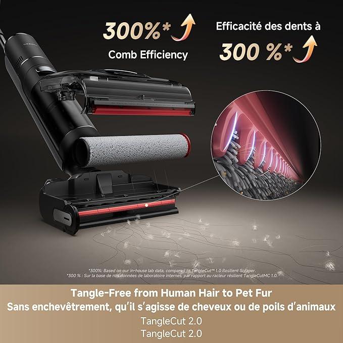 DREAME H15 Pro CarpetFlex Cordless Vacuum Mop, Wet Dry Vacuum Cleaner with Dual Brushes for Hard Floors & Carpet, Tangle-Free Hair-Cutting, 23kPa Suction, 180° Lie-Flat Floor Washer, 194°F Fast Drying - NeatNest