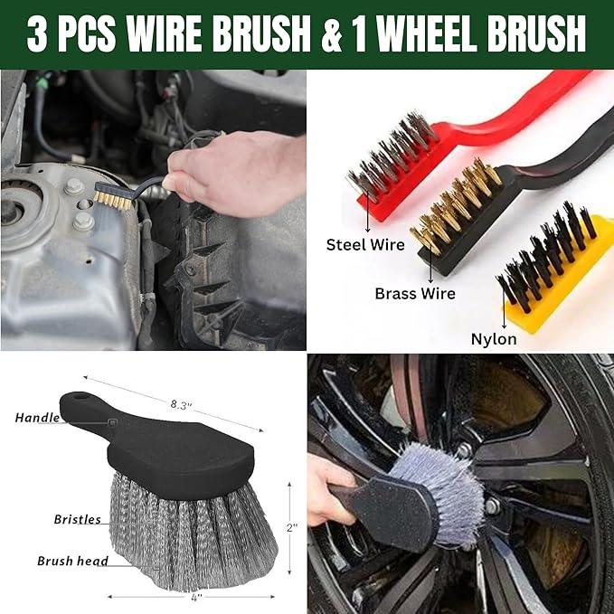 MONHL 26 Pcs Car Detailing Kit – Complete Interior & Exterior Car Cleaning Kit with Drill Brush Attachments, Detailing Brushes, Wheel & Tire Brush, Microfiber Towels, Wash Mitt, Pet Hair Remover - NeatNest