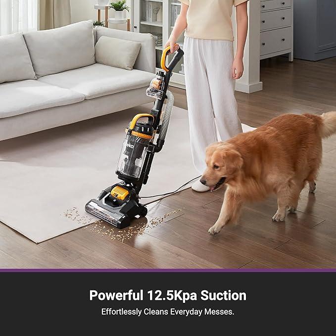 Eureka Powerful Upright Vacuum Cleaner for Home Pet Hair, Lightweight Household Upright Vacuum for Carpet and Hard Floor, MaxSwivel Pro NEU350 with Pet Tool, Yellow - NeatNest