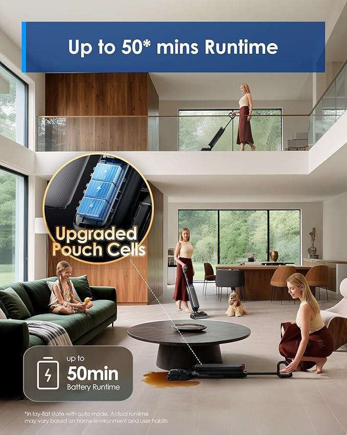 Tineco Wet Dry Vacuum Cleaner 22kPa Suction Floor Cleaner Mop, 50 Min Runtime, iLoop Smart Sensor, DualBlock Anti-Tangle Design, 185℉ Flashdry, Dual-Edge Cleaning, 180° Lay-Flat, Floor One S7 Artist - NeatNest