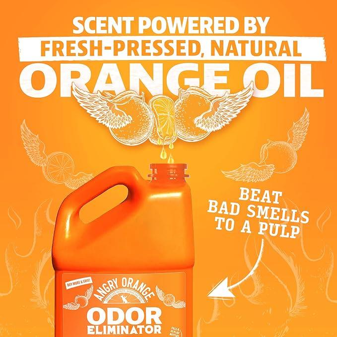 Angry Orange Pet Odor Eliminator for Dog and Cat Urine, Carpet Stains, and Strong Smells – Citrus Cleaner with Natural Orange Oil – 1 Gallon - NeatNest