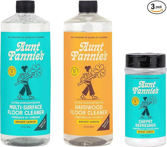 Aunt Fannie's Floor Bundle: Hardwood Cleaner, Multi-Surface Vinegar Floor Cleaner, and Carpet Refresher - NeatNest