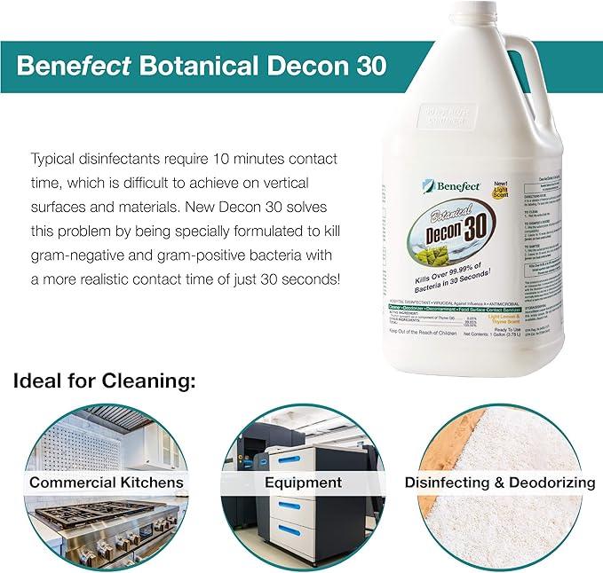 Benefect Botanical Decon 30 Disinfectant Cleaner - All Natural Formula for Effective Cleaning Power - Ideal for Restoration Jobs & Water Damage - 4 Gallons (4 Pack of 1-Gallons) - NeatNest