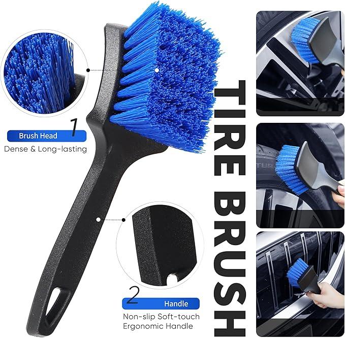 5-12ft Car Wash Kit,8 Piece,Thickened Aluminum Telescopic Rod,Cleaning Brush,Tire Brush,180 ° Chenille Mop,Fiber Towel,Storage Bag,2-Piece Detail Brush,Car,RV,Truck Clean Kit - NeatNest