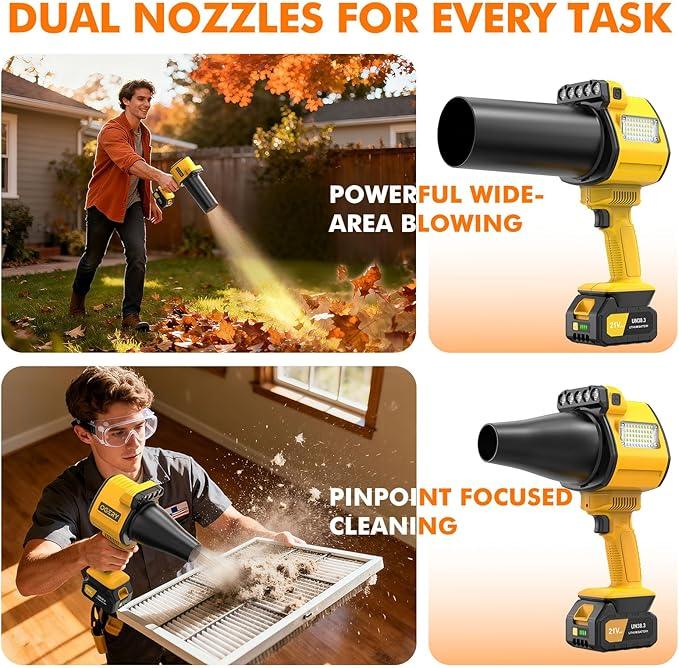 OGERY Brushless Leaf Blower Cordless with Lights, Powerful Electric Leaf Blowers with 2 x 3.0Ah Batteries & Fast Charging, 700CFM 900G Wind Pressure Handheld Blower for Lawn Care Yard Garden, Yellow - NeatNest
