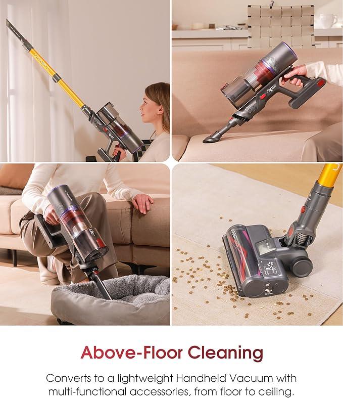 UNINELL HOME Cordless Vacuum Cleaner, 48000Pa 550W 65Mins Vacuum Cleaners for Home,LED Touch Display, Anti-Tangle Stick Vacuum Self-Standing, Vacuum Cordless Rechargeable for Pet Hair/Carpet - NeatNest