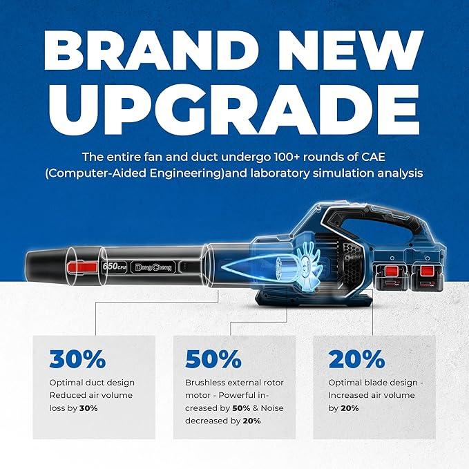 Dong Cheng Brushless Cordless Leaf Blower, 40V Battery Powered Blower with 2 * 4.0Ah Batteries & Charger, 650 CFM High-Efficiency Blower for Sidewalks, Driveways, Town Care, Blowing Leaves and Snow - NeatNest