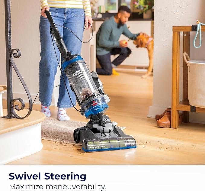 Bissell CleanView Swivel Rewind Vacuum with Automatic Cord Rewind, TurboEraser Upholstery Tool, Triple Action Brush Roll, Swivel Steering, Extension Wand, Easy-Empty Dirt Tank, Multi-Cyclonic Suction - NeatNest