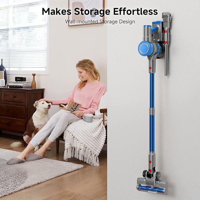 Cordless Vacuum Cleaner, Powerful Stick Vacuum Cleaner for Home with Rechargeable Battery, 6-in-1 Lightweight Handheld Vacuum, 45 Mins Runtime for Hardfloor & Carpets Pet Hair (Blue) - NeatNest