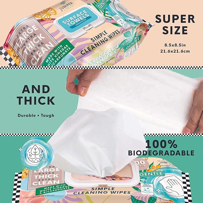 Single Surface Cleaning Wipes Bleach Free, Thick & Large Dispose, All-Purpose Cleaner for Bathroom, Kitchen, Office, 100 Count Soft Flow, Biodegradable, No Scent - NeatNest