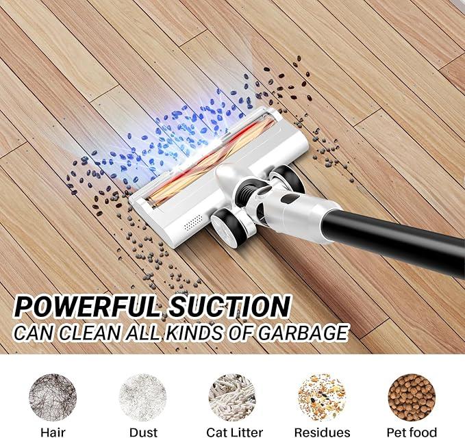 Cordless Vacuum Cleaner for Home, 8-in-1 Lightweight Stick Vacuum with 45Mins Runtime, Powerful Suction, Anti-Tangle, Rechargeable Cordless Vacuum for Hardwood Floor Carpet Pet Hair, W-N5 - NeatNest