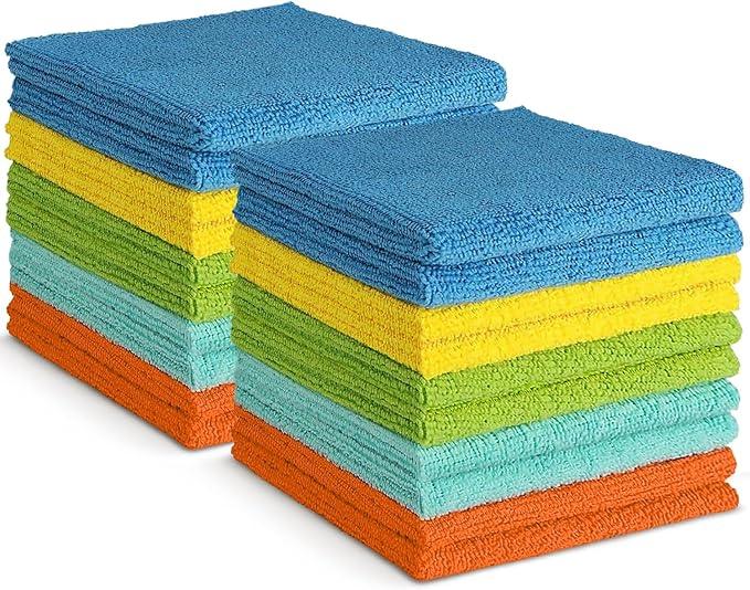 AIDEA Microfiber Cleaning Cloth, 20PK, Soft Absorbent Rags, Microfiber Towels for Cars, Kitchen Towels, Dusting Cloth for Home, Window, Cleaning Supplies, 12"×12" - NeatNest