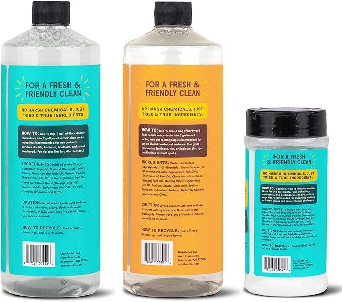 Aunt Fannie's Floor Bundle: Hardwood Cleaner, Multi-Surface Vinegar Floor Cleaner, and Carpet Refresher - NeatNest