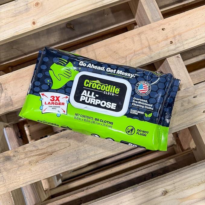 Crocodile Cloth All-Purpose Cleaning Wipes – 8 Pack/640 Total Count, 15"x10" Extra Large Plant-Based Disposable Cloths – Moist, Absorbent, Safe on Skin, Multi-Surface Use - NeatNest