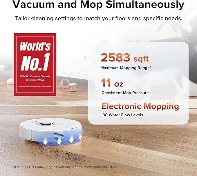 roborock Q7 Max Robot Vacuum and Mop Combo, 30-Level Water Flow Control, 4200Pa Suction, PreciSense LiDAR Navigation, No-Go Zone, No-Mop Zone, App & Voice Control, Ideal for Pet Hair - NeatNest