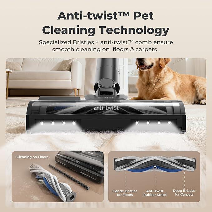 Candy Cordless Vacuum Cleaner,65Mins Stick Vacuum Cleaners for Home,400W/190AW Powerful Suction,Anti-Tangle,LED Display,Self-Standing,One-Click Clean,Handheld,Hardwood Floor/Carpet/Pet Hair,CVS30 - NeatNest