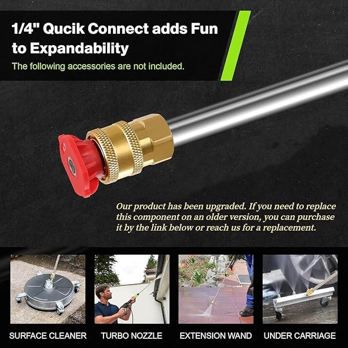 Pressure Cleaner- High Power Cleaner with 33FT Hose Reel, 4 Spray Tips and Soap Bottle for Car Washing, Fence Cleaning, Patio Maintenance（Upgraded） (Green) - NeatNest