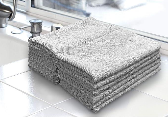 Ultra-Cut Absorbent Microfiber Towels, Silver-Embedded, Lint & Scratch-Free, for Home, Lab, & Dairy Industry Use, 12x12 Inches 25-Pack - NeatNest