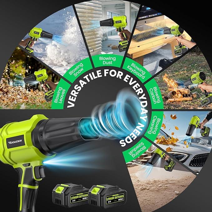 Cordless Leaf Blower, 980,000 RPM Handheld Leaf Blower with 2 X 4.0Ah Batteries & Charger, Lightweight Leaf Blowers for Patio Cleaning, Lawn Care, Leaves, Dust - Light Green - NeatNest