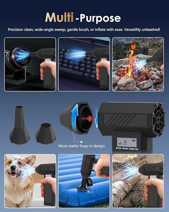 Electric Air Duster - OVVGO Compressed Air Duster Cordless Air Blower Rechargeable, 130000RPM 4-Gear Adjustable Dust Blower with LED Light Portable Duster for Cleaning Computer Keyboard Car Outdoor - NeatNest