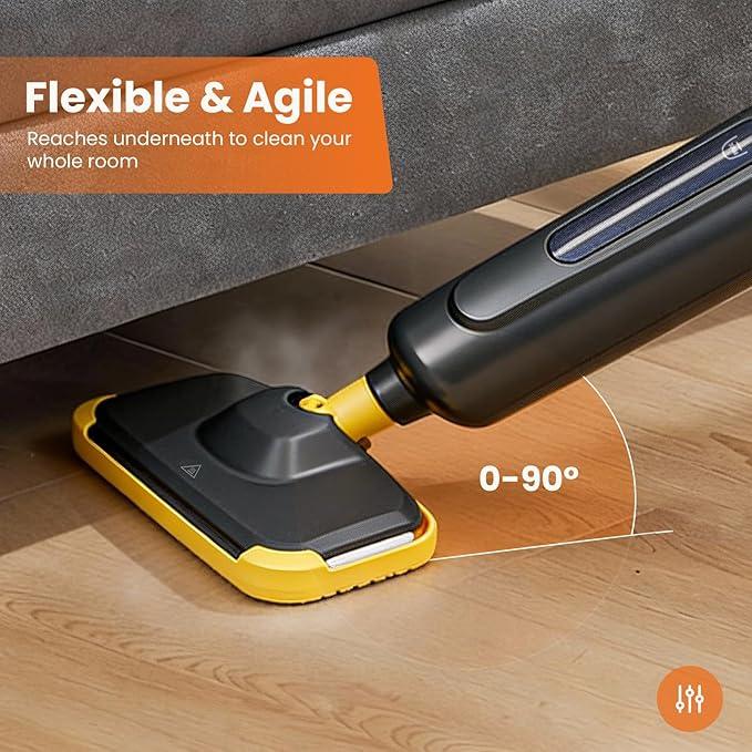 Sweetcrispy Steam Mop for Floor Cleaning,Lightweight Floor Steamer Cleaner for Hardwood/Tile/Laminate Floors Carpet, 2 Washable Pad, Black and Yellow - NeatNest