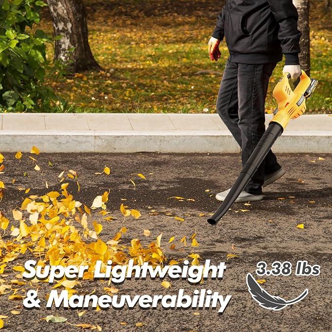 Leaf Blower Cordless with 2 Batteries and Charger, 21V Electric Leaf Blower with 2 Speed Modes, 2.0Ah Lightweight Battery Powered Blowers for Lawn Care, Patio, Blowing Leaves - NeatNest