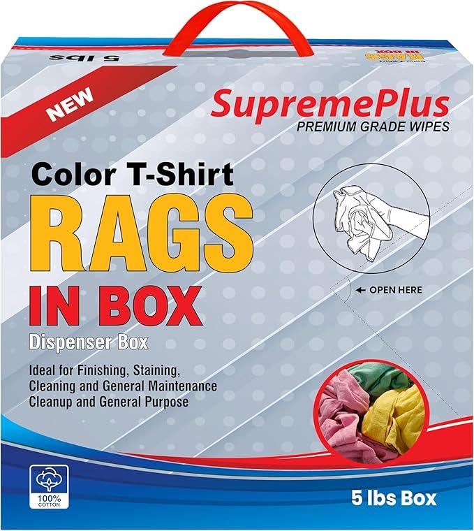 Premium Color Knit Cleaning Cloths (5 lbs. Compressed Box) – Shop Rags Bulk for Workshops, Mechanics, Painters, and Home Use, Multipurpose Cotton T-Shirt Rags - NeatNest