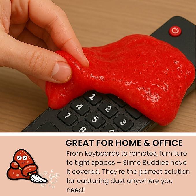 Slime Buddies Car Cleaning Gel Putty - 3 Pack Strawberry Scent Interior Detailing Tool for Cup Holder, Air Vent & Keyboard - Reusable Auto Detailing Accessory - Dust Remover Goop - Gift for Men Women - NeatNest