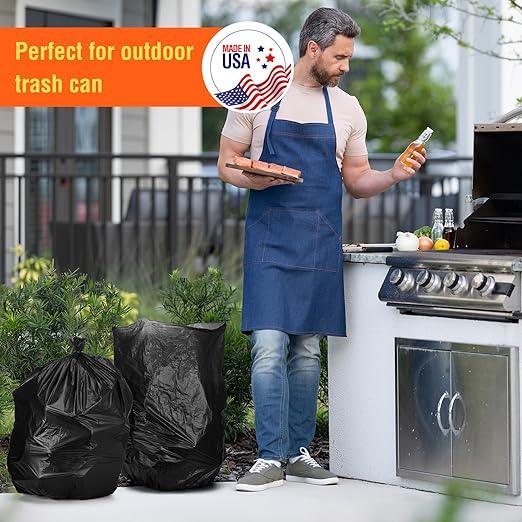 Delxo 30-33 Gallon Trash Bags, 21000 Count – 0.6 Mil Medium Duty Garbage Bags, Durable Plastic Bolsas para basura, Perforated Design– Made in USA for Kitchen, Yard, Office (Black) - NeatNest