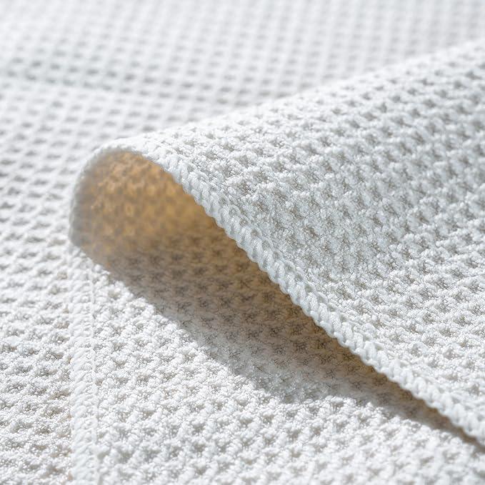 POLYTE Premium Microfiber Kitchen Dish Hand Towel Waffle Weave 12 Pack (16x28 in, Off White) - NeatNest