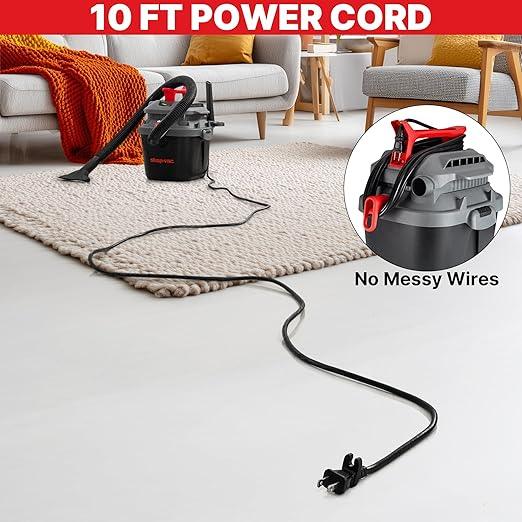 Shop-Vac 2.5 Gallon 2.0 Peak HP Wet Dry Vacuum with Blower, Wall-Mounted Portable Shopvac with 10 Feet Cord, 1.25 Inch x 4 Feet Hose, Small Vacuum Cleaner Ideal for Garage, Workshop & Home, 5430095 - NeatNest