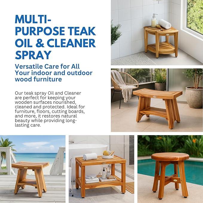 EcoDecors 24 pz. Teak Oil Protective Teak Sealer Wood Oil Indoor/Outdoor and Teak Cleaner Protective Teak Wood Restorer Eco Household Wood Furniture Cleaner Spray Bottle - NeatNest