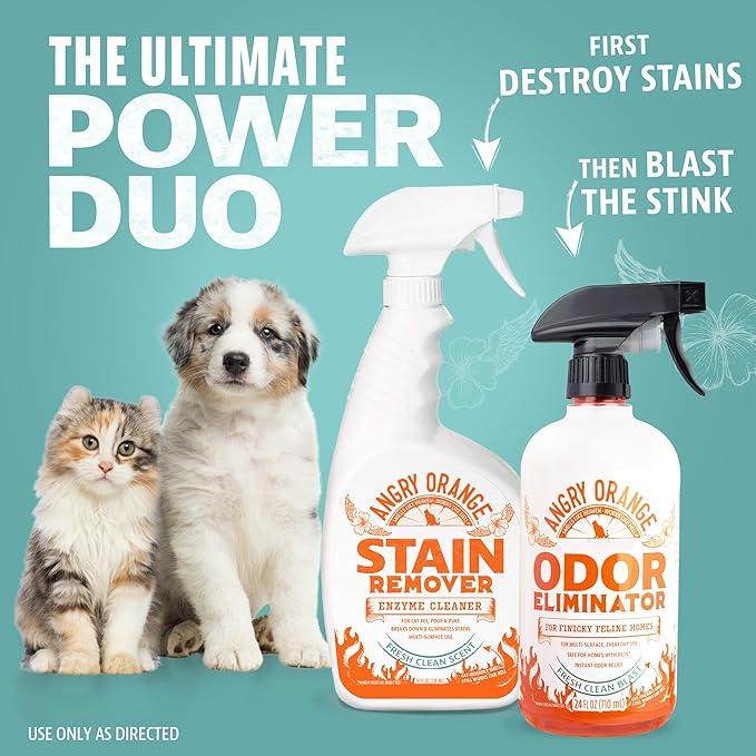 ANGRY ORANGE Pet Odor Eliminator for Cat Urine, Carpet Stains, and Strong Smells – Fresh Scent Odor Remover- 24 oz - NeatNest