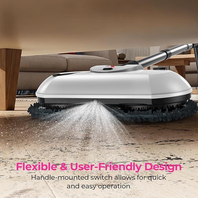 ScrubWiz Cordless Electric Spin Mop with Water Sprayer, Self-Propelled Floor Cleaner for Hardwood & Tile, Quiet Cleaning, Adjustable Handle, 2500mAh Long-Lasting Battery, 300ml Tank, Snow White - NeatNest