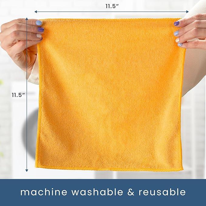 S&T INC. 200 Pack Microfiber Cleaning Cloth, Bulk Towels for Home, Reusable Microfiber Towels for Cars, Cleaning Rags, Assorted, 11.5 Inches x 11.5 Inches, 200 Count - NeatNest