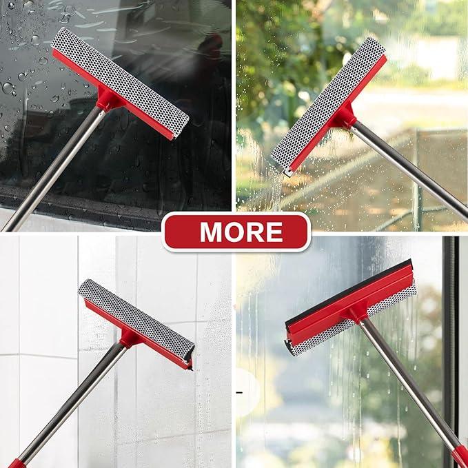 15.9" Window Squeegee for Car,2 in 1 Window Cleaner with Long Stainless Steel Handle,Sponge Car Squeegee for Gas Station, Glass,Shower,Outdoor High Window Cleaning - NeatNest