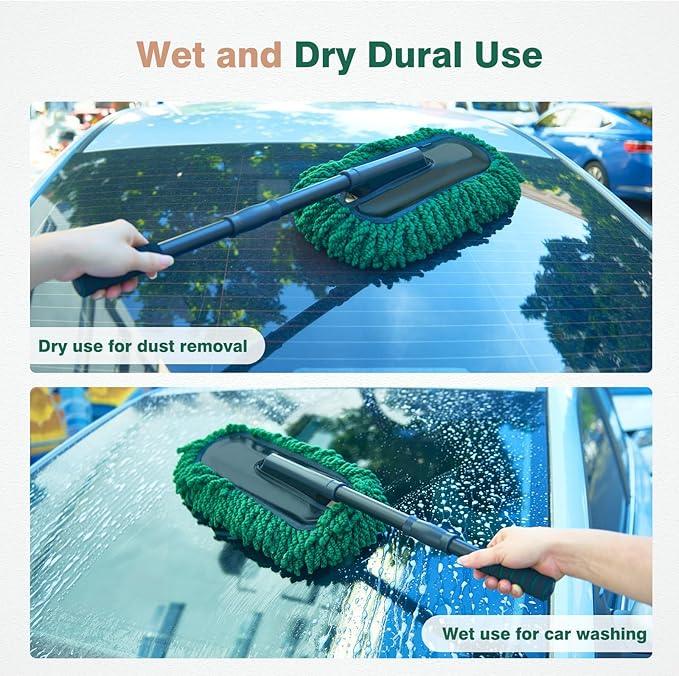 FLORICH Large Microfiber Car Duster Kit, Extendable Car Duster Exterior Scratch Free, Car Cleaning Brush Car Interior Detailing Kit, Car Cleaning Supplies for Cars RV Truck Boat - NeatNest