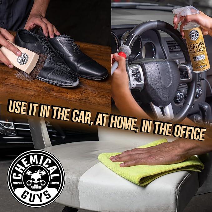 Chemical Guys Leather Cleaner & Leather Serum Kit for Car Interiors, Furniture, Apparel, Shoes, Boots, and More (Works on Natural, Synthetic, Pleather, Faux Leather and More), 16 fl oz - 2 Items - NeatNest