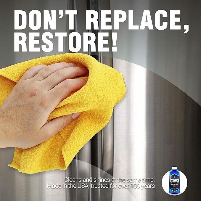 Milsek Stainless Steel Cleaner & Microfiber Cloth, 12-Ounce - NeatNest