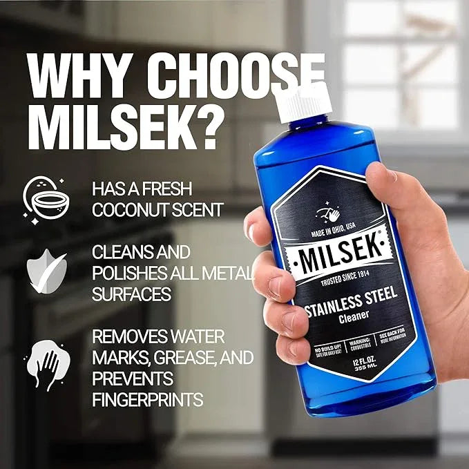 Milsek Stainless Steel Cleaner & Microfiber Cloth, 12-Ounce - NeatNest